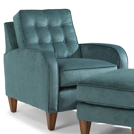 Contemporary Upholstered Chair with Reversible Luxury Cushion and Welt Cords